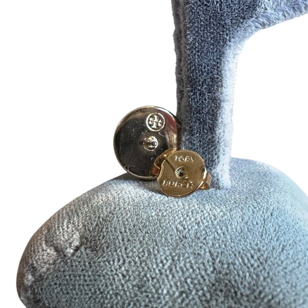 Tory Burch - Kira Gold and Black enameled Two-Tone Round Logo Stud Earrings, EUC - Picture 6 of 10
